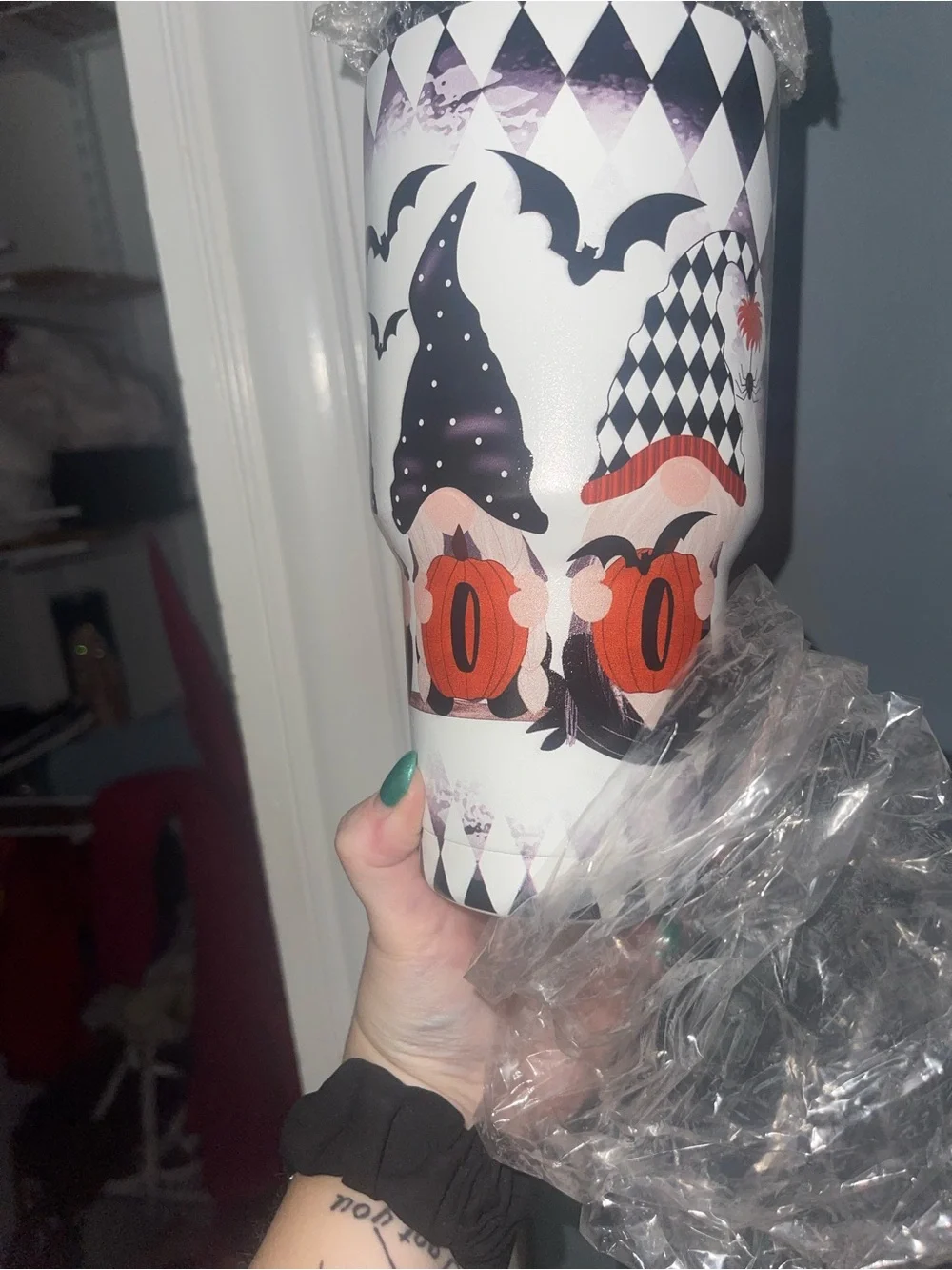 Halloween Gnome Tumbler - Purple and Orange 40 oz never used